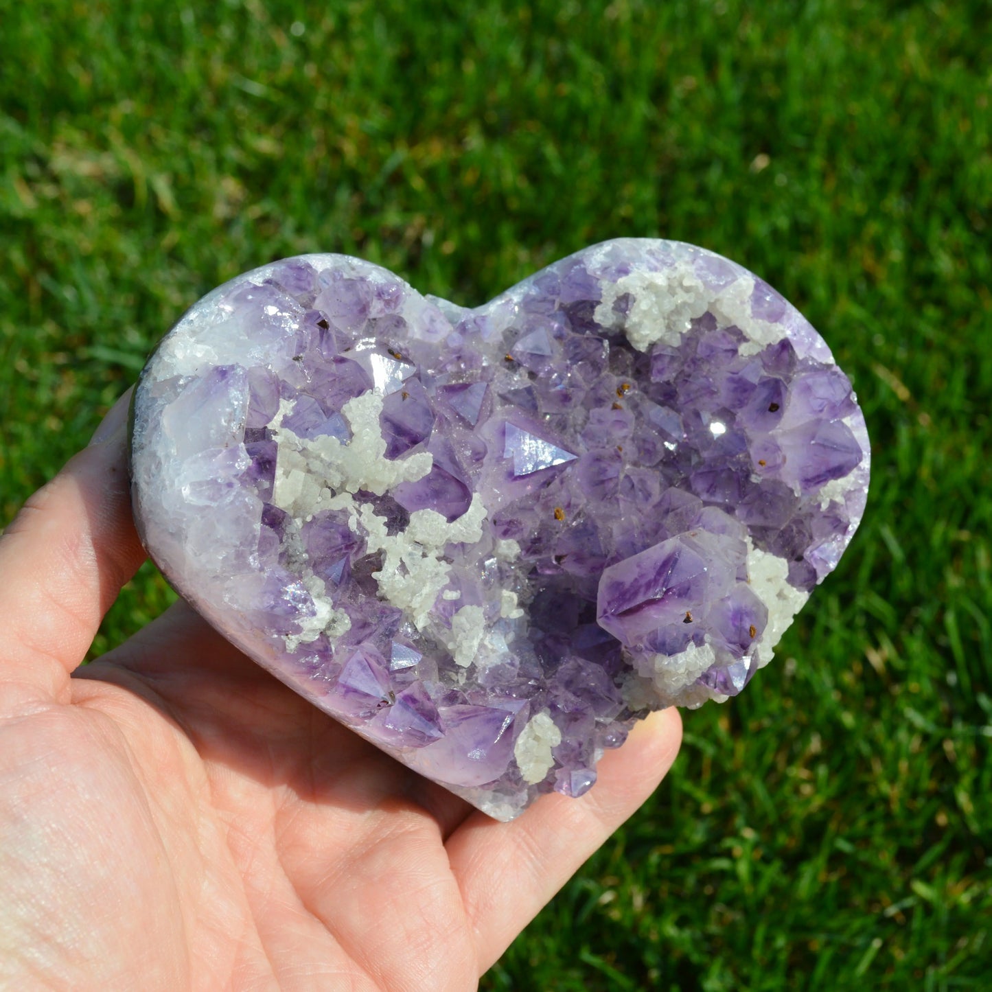 Amethyst Drusenherz mit Calcit