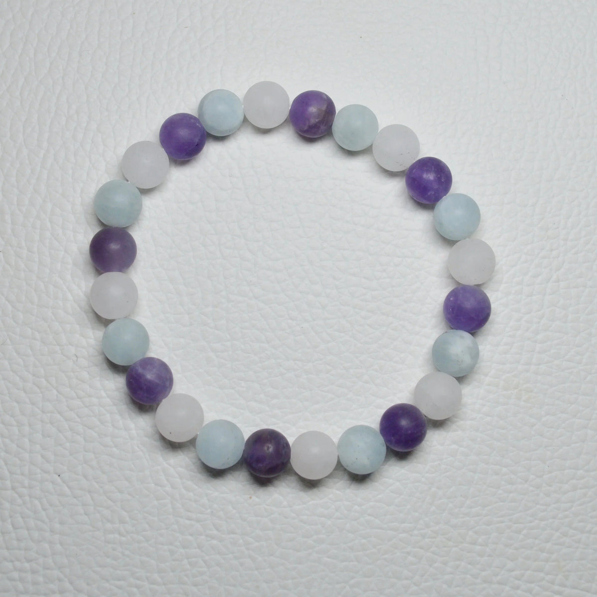 Amethyst-Rosenquarz-Aquamarin Armband (Matt) - 8mm