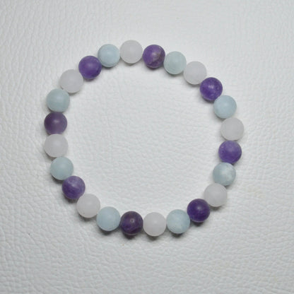 Amethyst-Rosenquarz-Aquamarin Armband (Matt) - 8mm