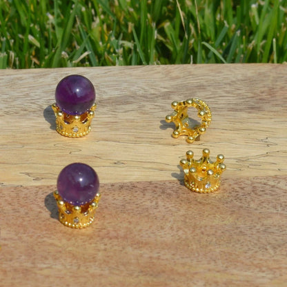 Amethyst Kugel mit Kronen Kugelhalter (Super-Mini)
