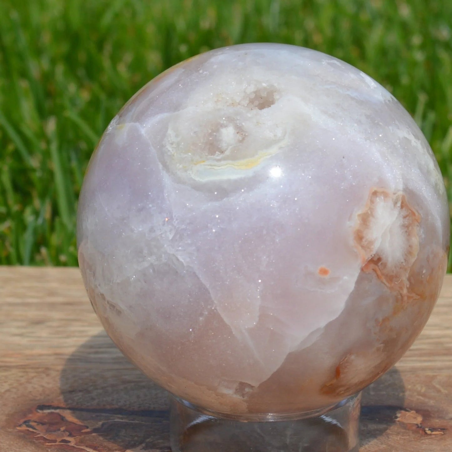 Glitzer Kirschblütenachat Kugel