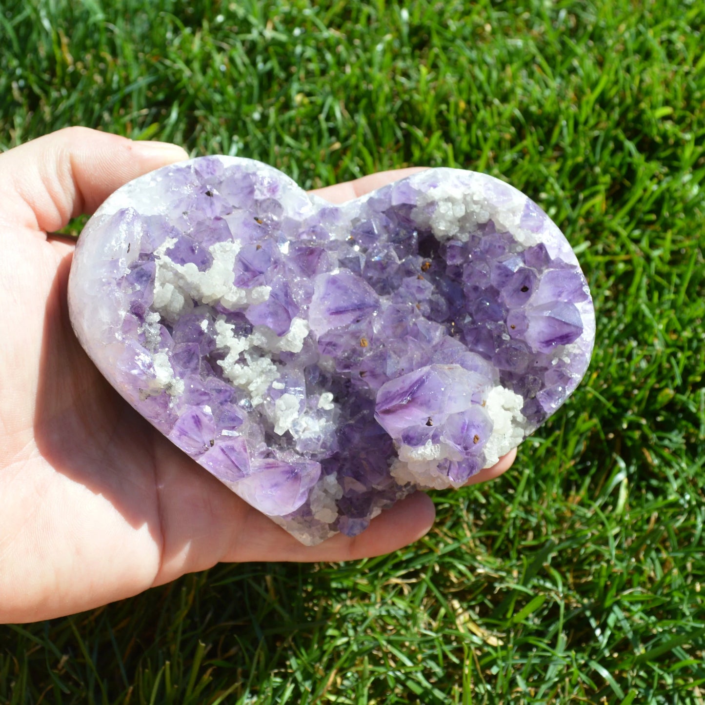 Amethyst Drusenherz mit Calcit