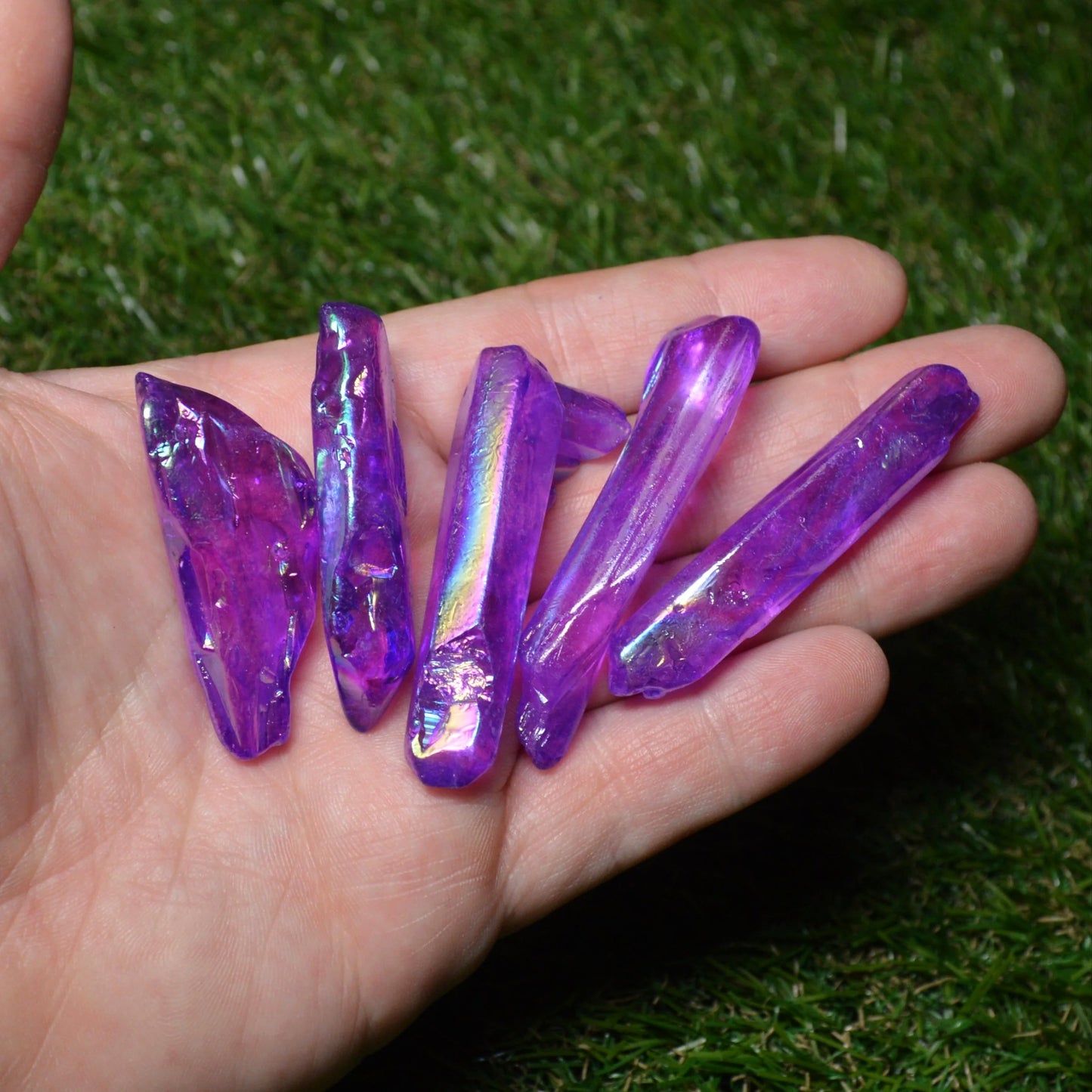 Aura Bergkristall Spitze, verschiedene Farben