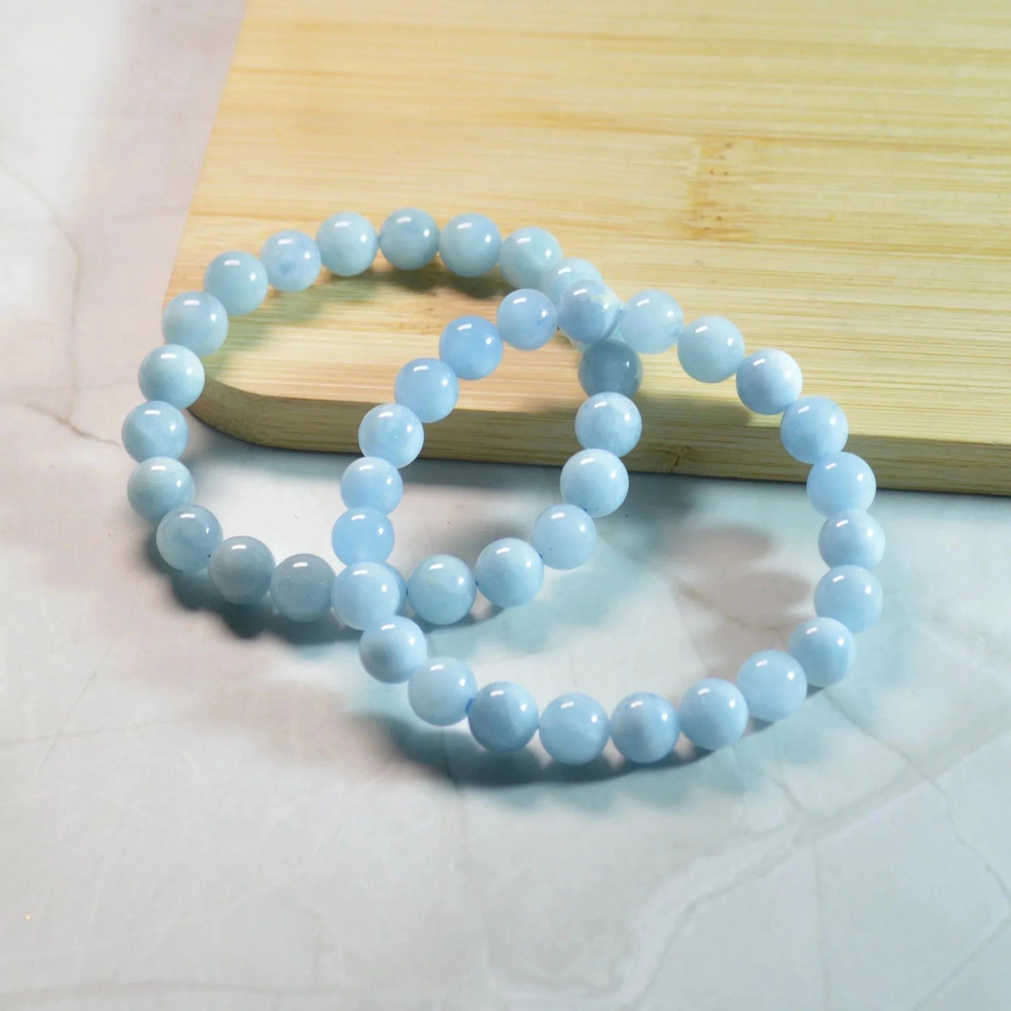 Aquamarin Armband - 4mm, 8mm