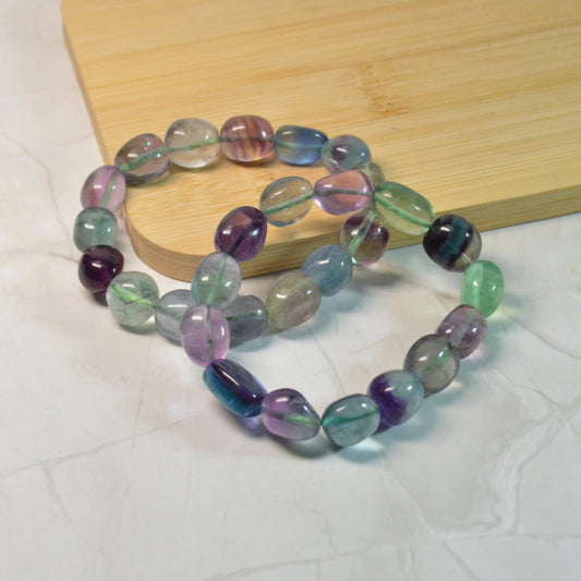 Regenbogenfluorit Nugget Armband