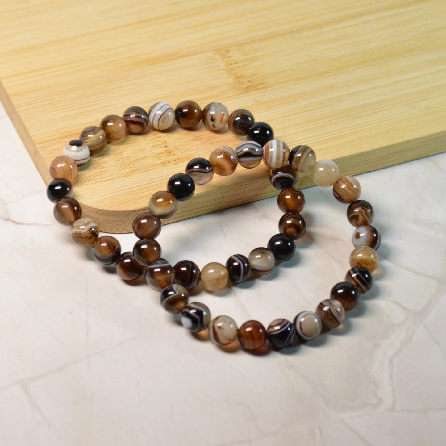 Brauner Streifen Achat Armband - 8mm