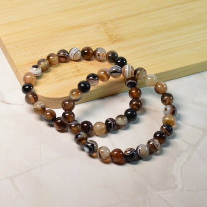Brauner Streifen Achat Armband - 8mm