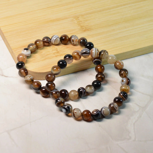 Brauner Streifen Achat Armband - 8mm