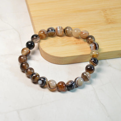 Brauner Streifen Achat Armband - 8mm