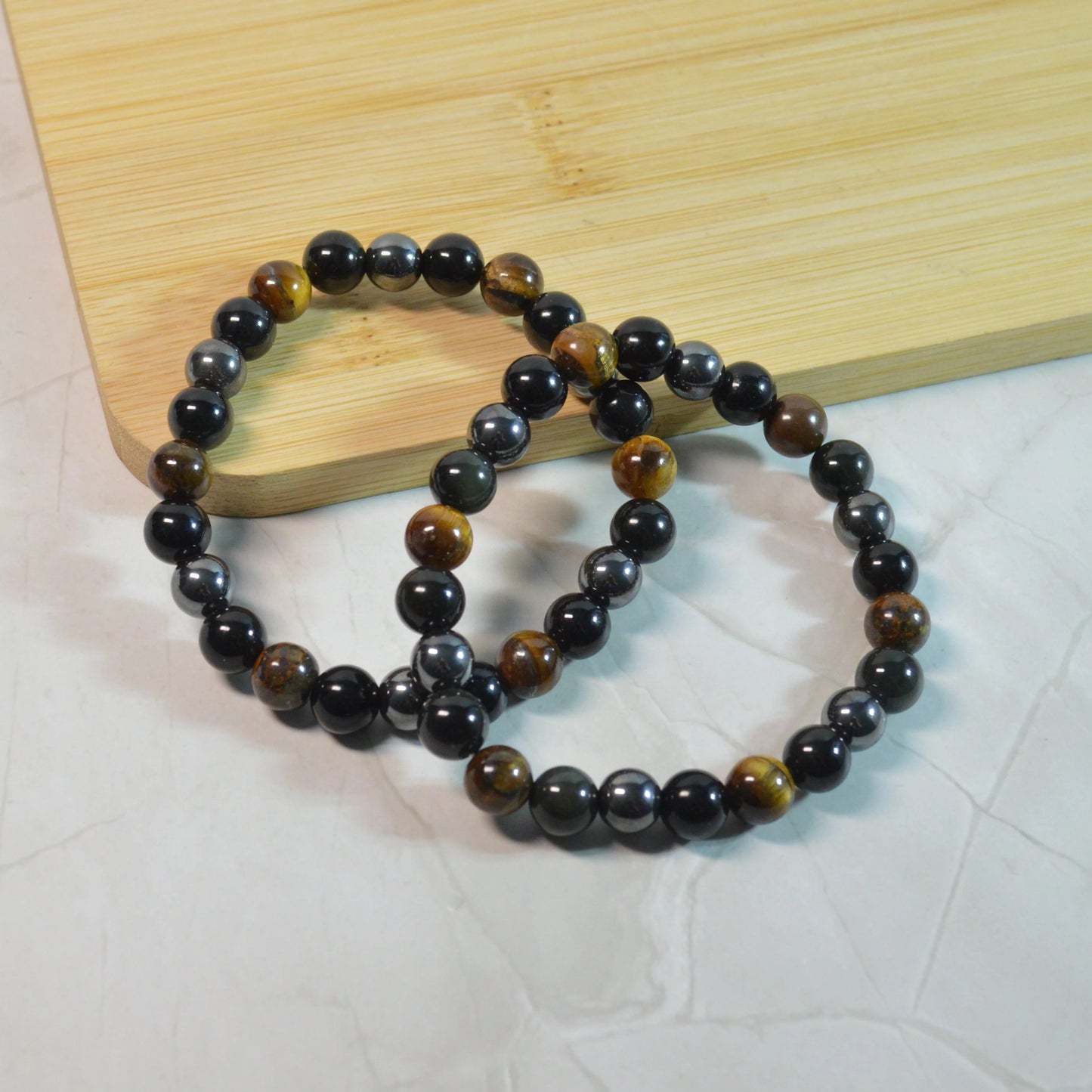 Hämatit-Obsidian-Tigerauge Armband - 8mm