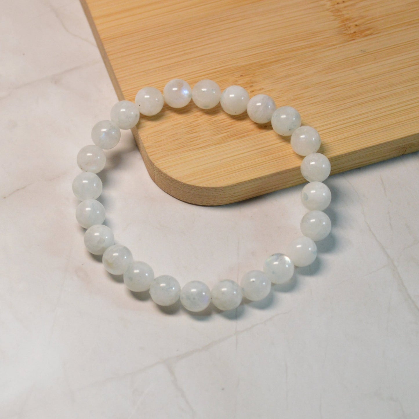 Regenbogenmondstein (weißer Labradorit) Armband - 8mm