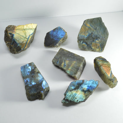 Labradorit Rohstein Platte, verschiedene Größen