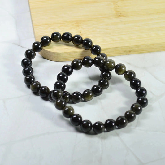 Gold-Obsidian Armband - 8mm