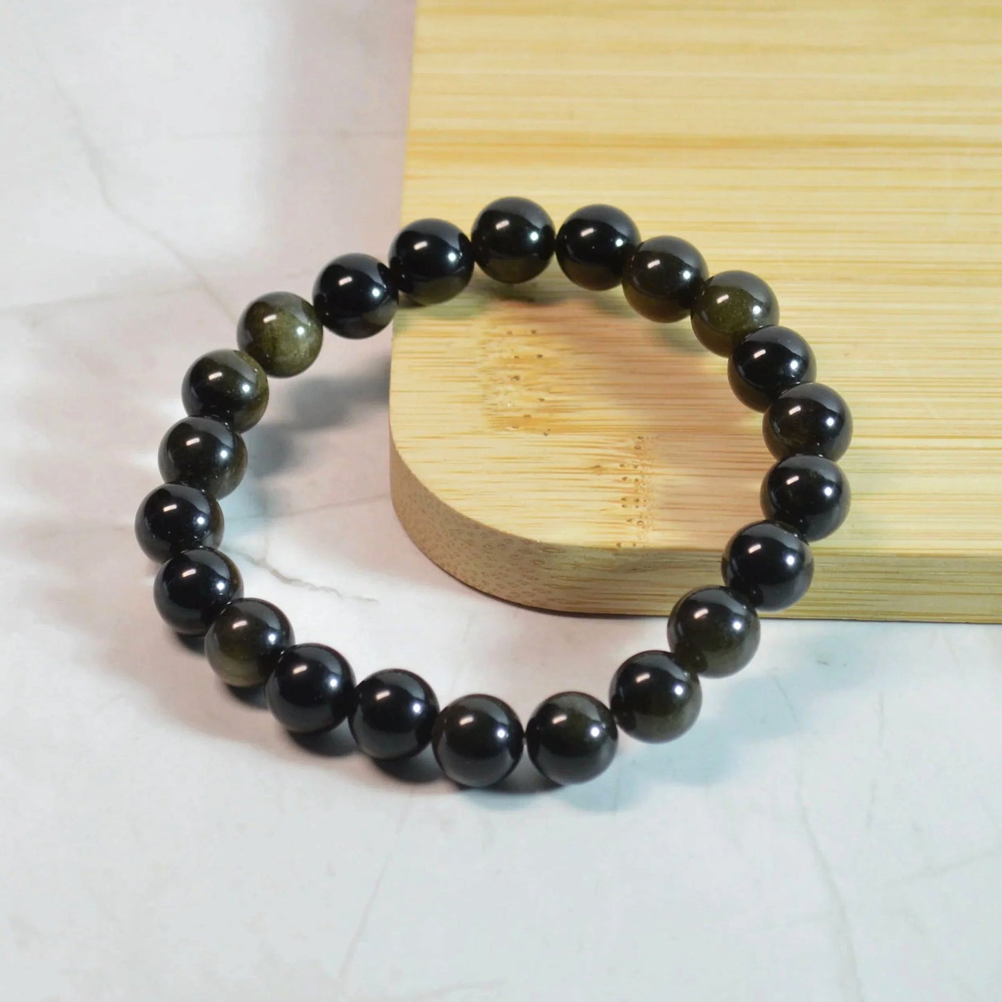Gold-Obsidian Armband - 8mm