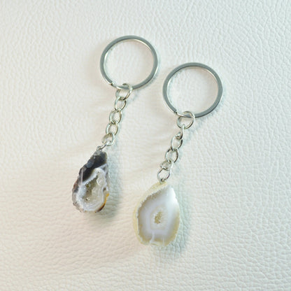 Achat Geode Schlüsselanhänger, auch Nussgeode genannt – handverlesenes Unikat für Taschen oder Schlüssel.