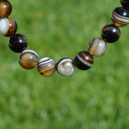 Brauner Streifen Achat Armband - 8mm