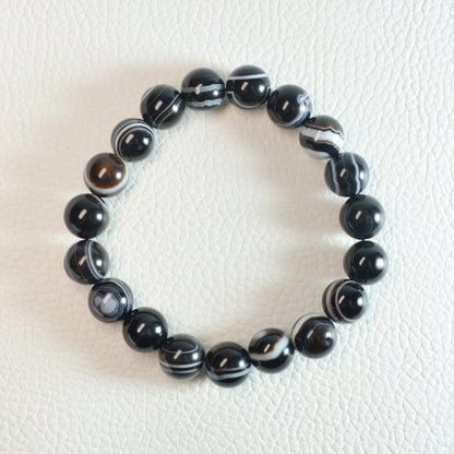 Schwarzer Achat Armband - 10mm