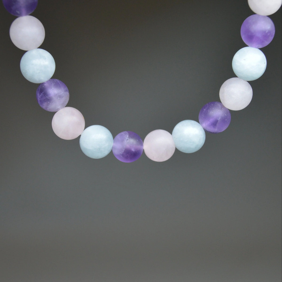 Amethyst-Rosenquarz-Aquamarin Armband (Matt) - 8mm