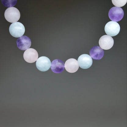 Amethyst-Rosenquarz-Aquamarin Armband (Matt) - 8mm