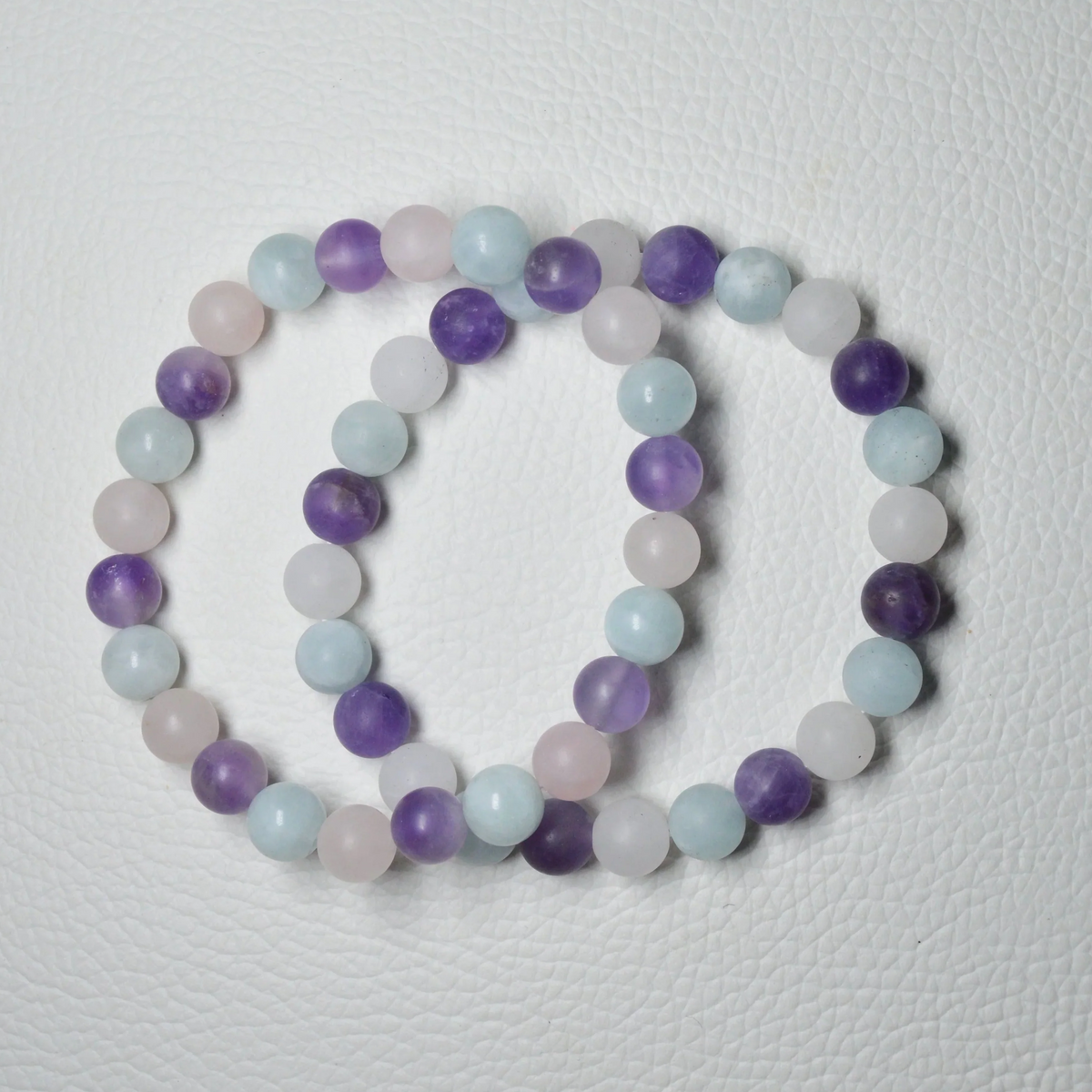 Amethyst-Rosenquarz-Aquamarin Armband (Matt) - 8mm