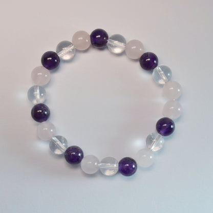 Amethyst-Rosenquarz-Bergkristall Armband - 8mm