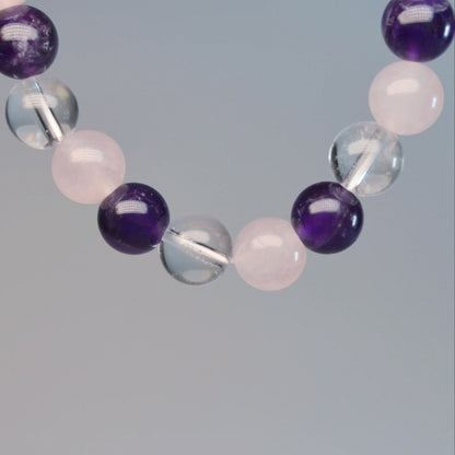 Amethyst-Rosenquarz-Bergkristall Armband - 8mm