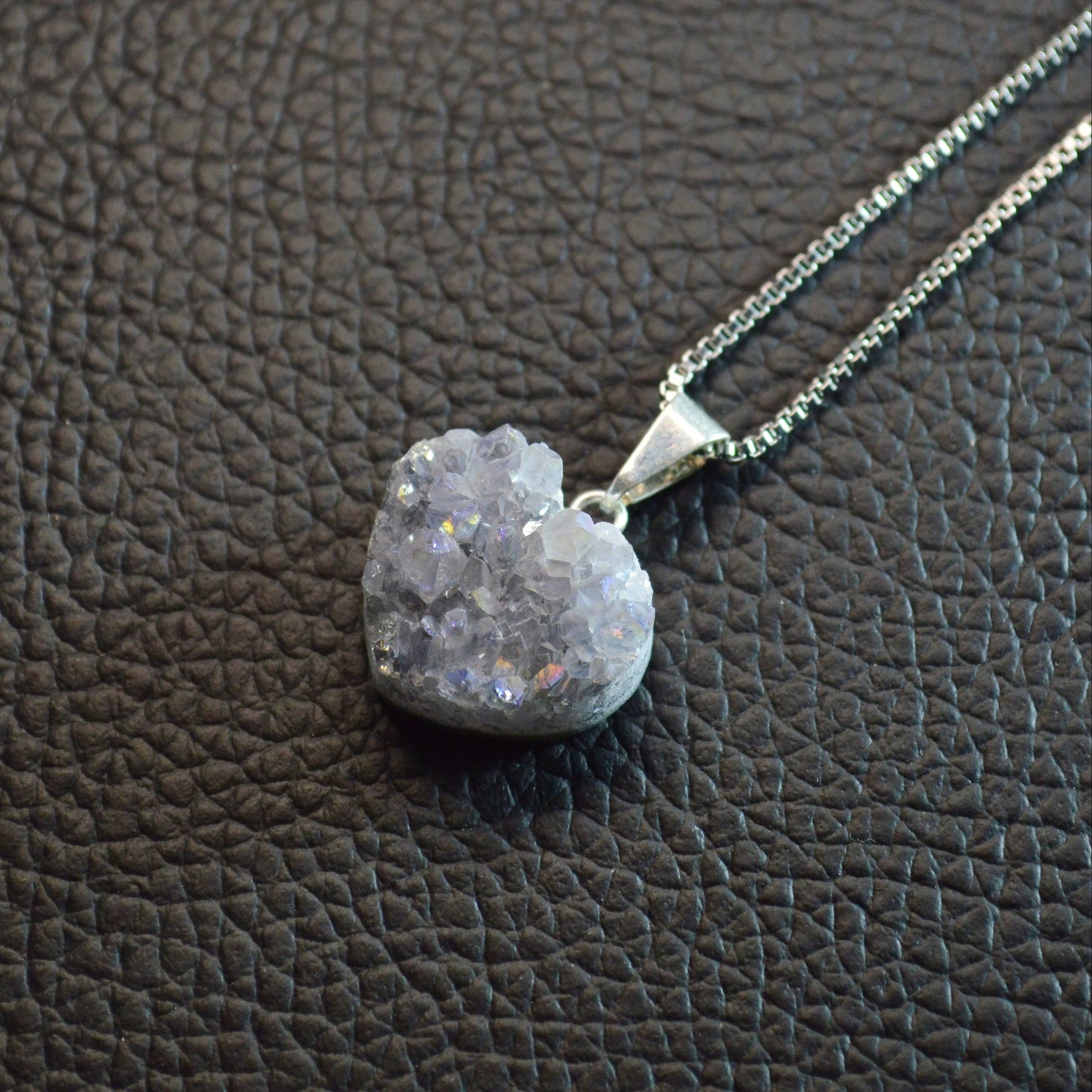 Aura Amethystdrusen Herz Anhänger