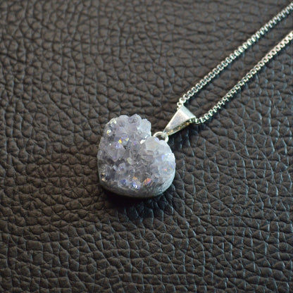 Aura Amethystdrusen Herz Anhänger