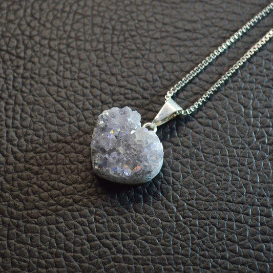 Aura Amethystdrusen Herz Anhänger