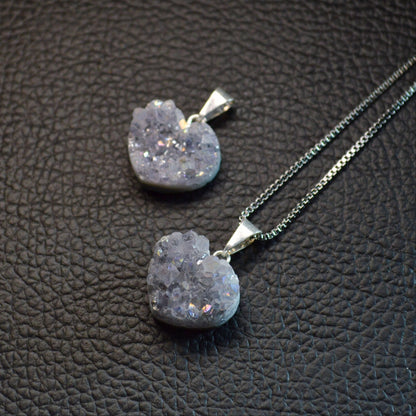 Aura Amethystdrusen Herz Anhänger