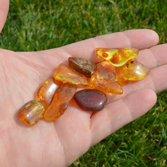 Bernstein Trommelstein, verschiedene Größen