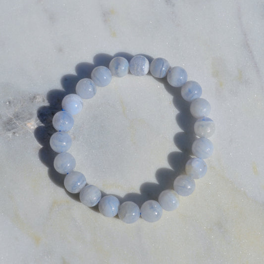 Blauer Chalcedon Armband - 9mm