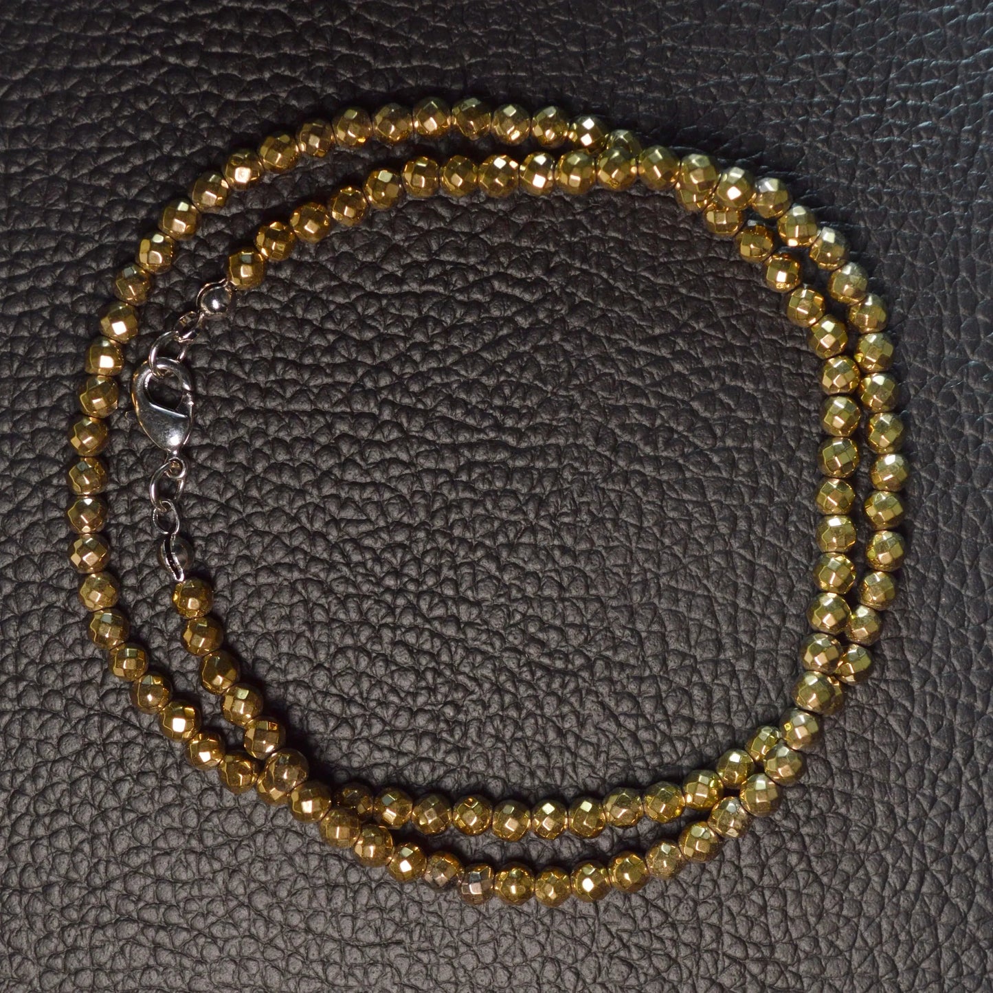 Goldene Hämatin Halskette (facettiert) 45cm - 4mm