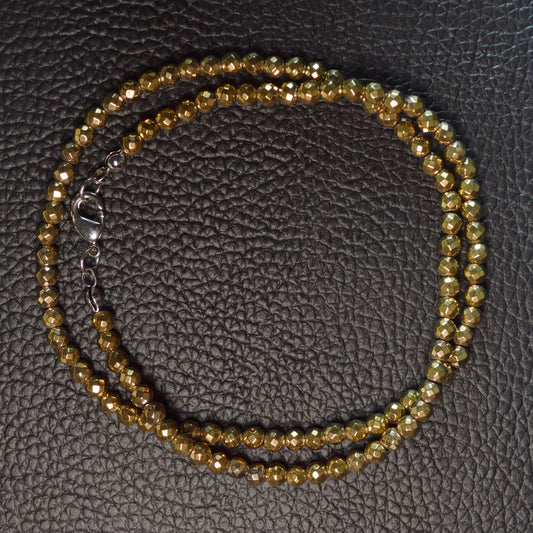 Goldene Hämatin Halskette (facettiert) 45cm - 4mm