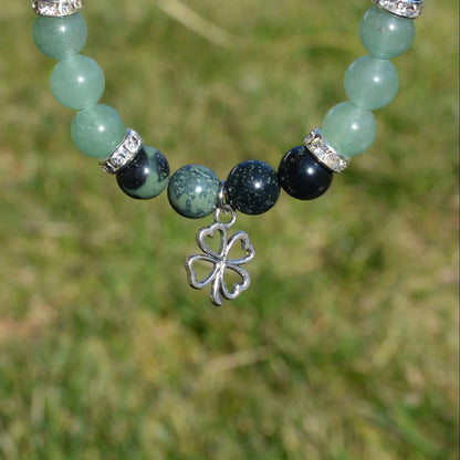 Grüner Aventurin-Kambaba Jaspis "Kleeblatt" Armband - 8mm