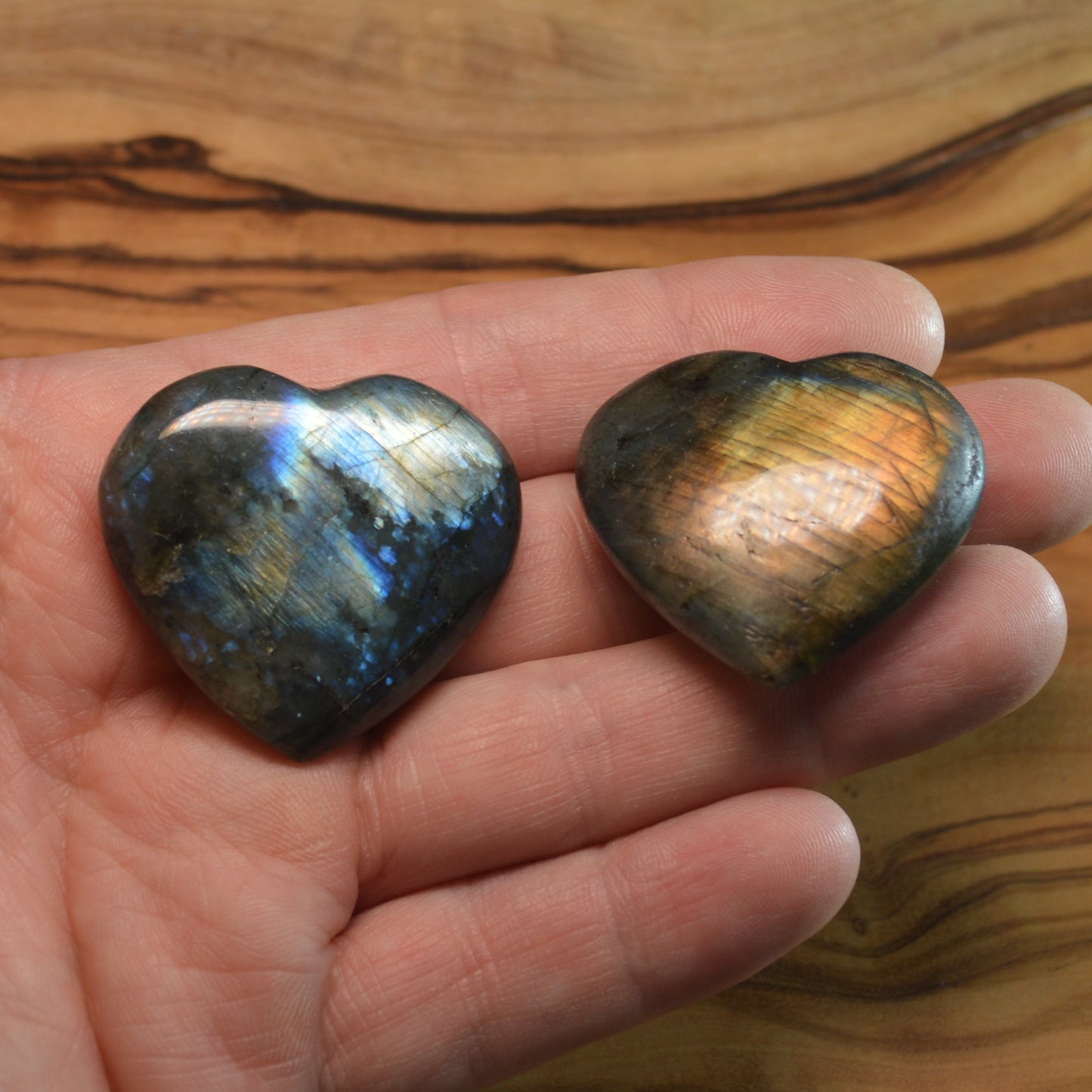 Labradorit Herz, verschiedene Größen