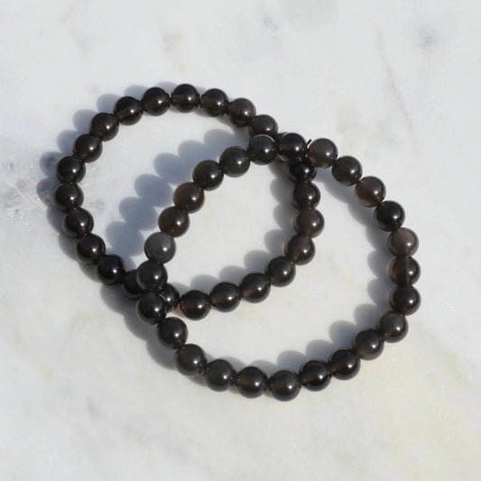Lamellen-Obsidian Armband - 8mm
