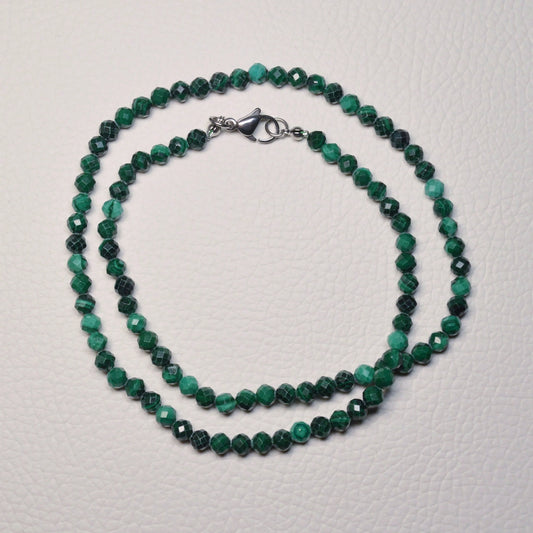 Malachit Halskette (facettiert) 45cm - 4mm