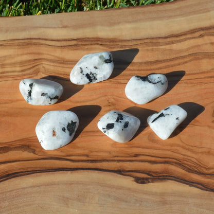 Regenbogenmondstein (weißer Labradorit) Trommelstein, verschiedene Größen