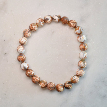 Mongolei Achat - Tigerzahn Armband (facettiert) - 8mm