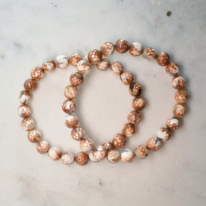 Mongolei Achat - Tigerzahn Armband (facettiert) - 8mm