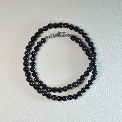 Elegante Onyx Kette mit 6mm Kristallperlen – perfekt als Geschenk oder für den Alltag.