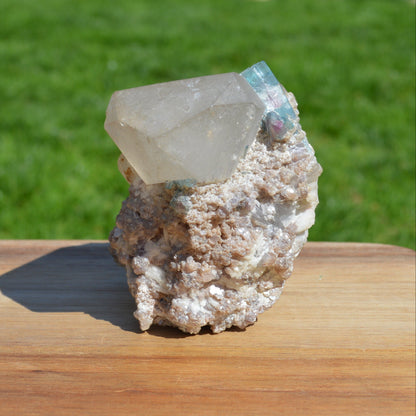 Bergkristall-Stufe mit Bicolor-Turmalinen