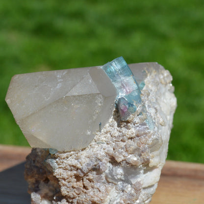 Bergkristall-Stufe mit Bicolor-Turmalinen