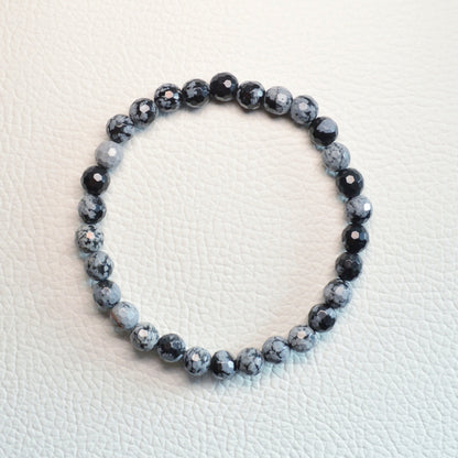 Schneeflocken-Obsidian Armband (facettiert) - 6mm