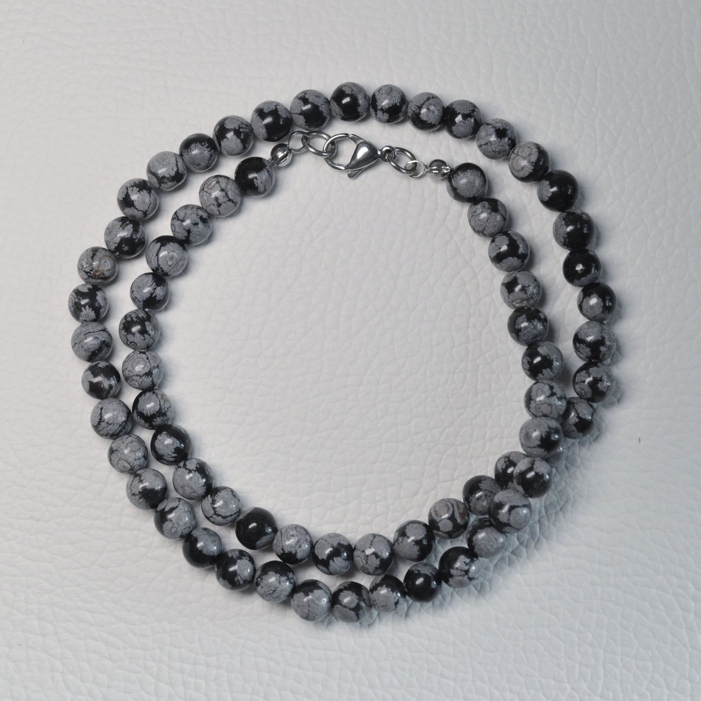 Schneeflocken-Obsidian Halskette 45cm - 4mm, 6mm