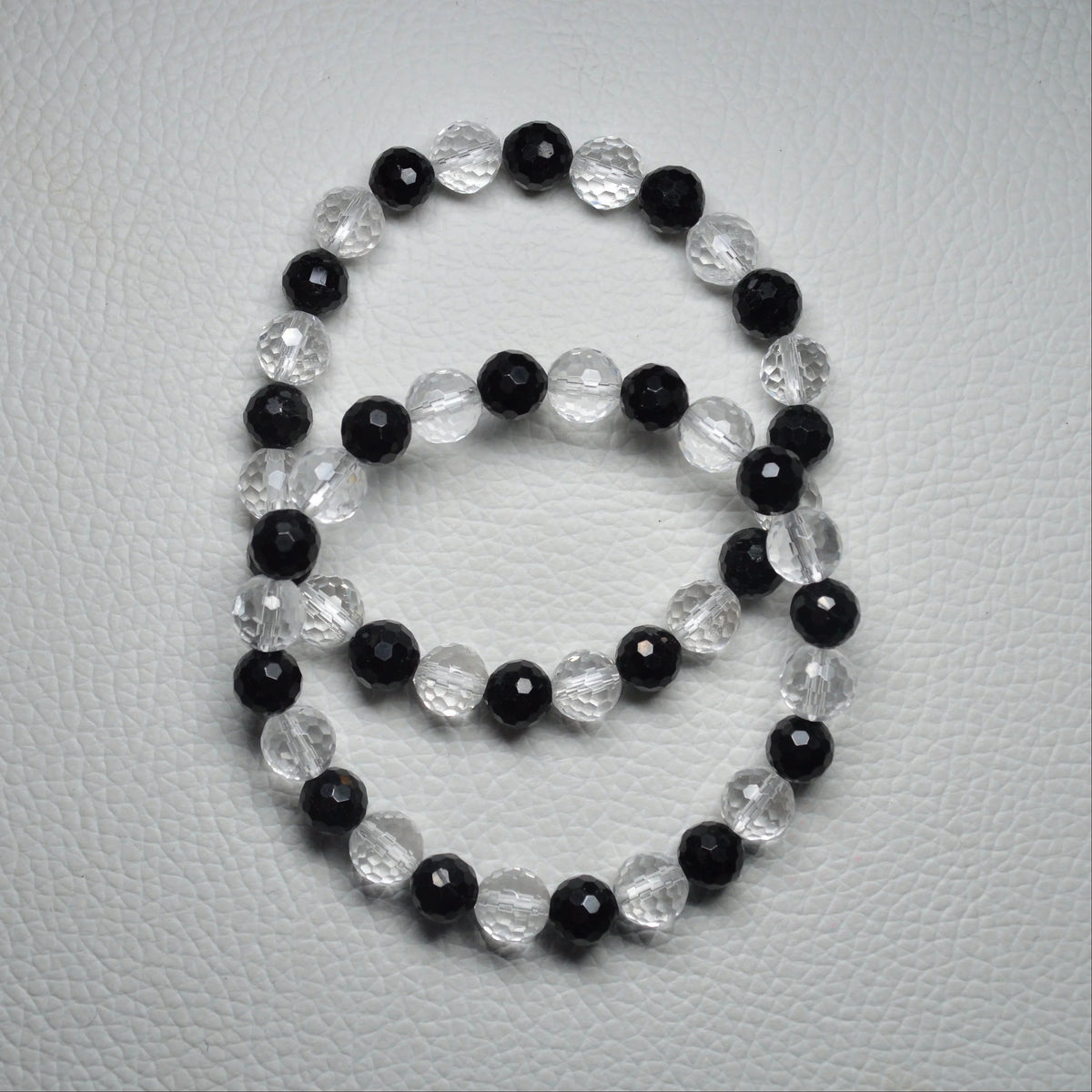 Schörl-Turmalin-Bergkristall Armband (facettiert) - 8mm