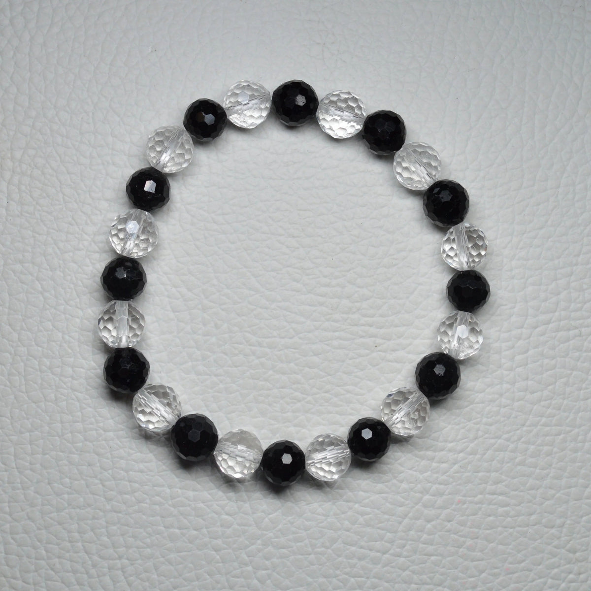 Schörl-Turmalin-Bergkristall Armband (facettiert) - 8mm