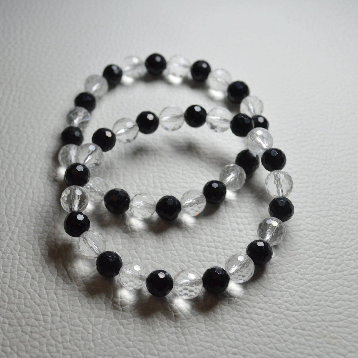 Schörl-Turmalin-Bergkristall Armband (facettiert) - 8mm