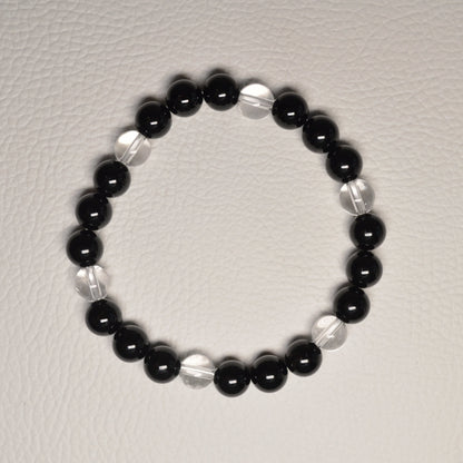 Schörl-Turmalin-Bergkristall Armband - 8mm